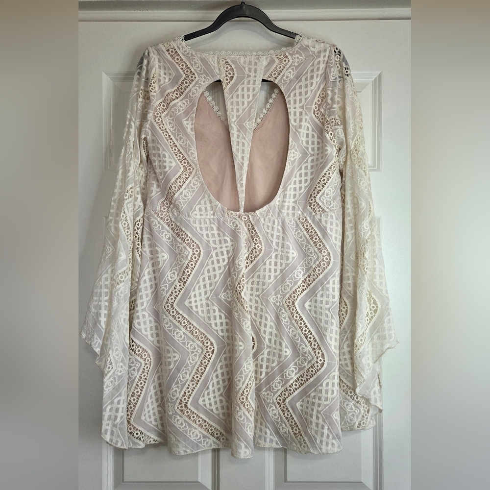 Anthro Line+Dot Crochet Embroidered Ivory Lace Tunic Dress - Size M - Picture 10 of 10